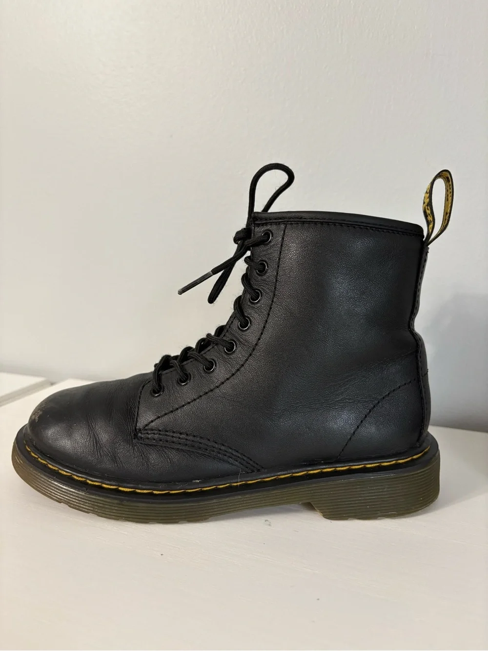 Dr. Martens 1460 J Kids Black Leather Side Zip Boots Size US 3 Indie Sleaze